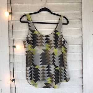 💸 Sheer Geometric Abstract Print Top